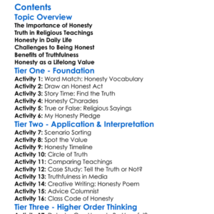 Religious Teachings On Honesty And Truth Worksheet Activity Booklet