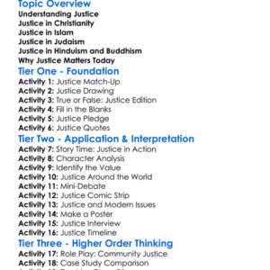Religious Teachings On Justice Worksheet Activity Booklet