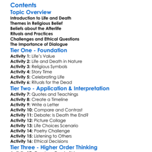 Religious Teachings On Life And Death Worksheet Activity Booklet