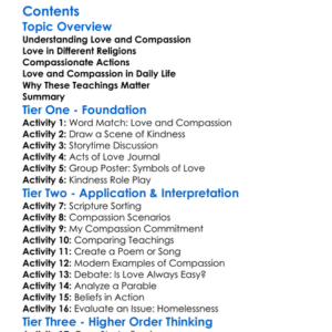 Religious Teachings On Love And Compassion Worksheet Activity Booklet