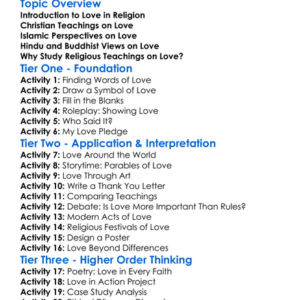 Religious Teachings On Love Worksheet Activity Booklet