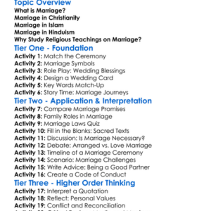 Religious Teachings On Marriage Worksheet Activity Booklet