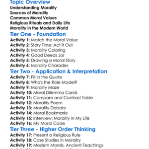 Religious Teachings On Morality Worksheet Activity Booklet
