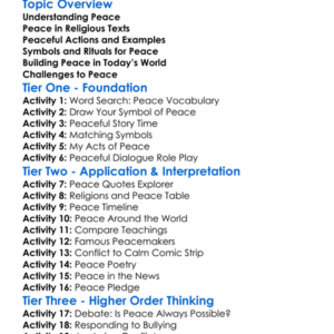 Religious Teachings On Peace Worksheet Activity Booklet