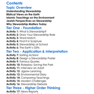 Religious Teachings On Stewardship Of The Earth Worksheet Activity Booklet