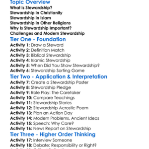 Religious Teachings On Stewardship Worksheet Activity Booklet