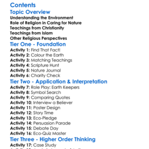 Religious Teachings On The Environment Worksheet Activity Booklet
