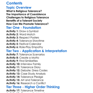 Religious Tolerance And Coexistence Worksheet Activity Booklet