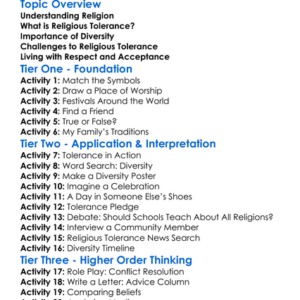Religious Tolerance And Diversity Worksheet Activity Booklet