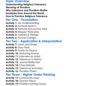 Religious Tolerance And Pluralism Worksheet Activity Booklet