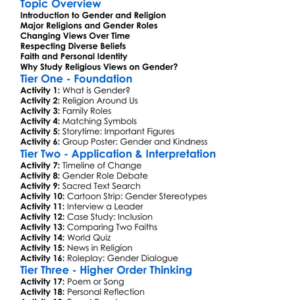 Religious Views On Gender Worksheet Activity Booklet