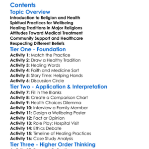 Religious Views On Health And Healing Worksheet Activity Booklet