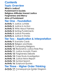 Religious Views On Justice And Punishment Worksheet Activity Booklet