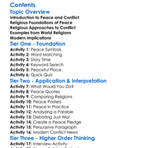 Religious Views On Peace And Conflict Worksheet Activity Booklet