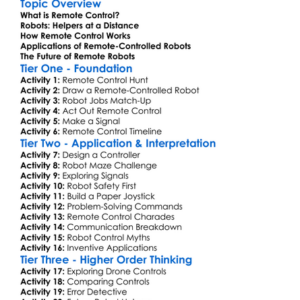 Remote Control Of Robots Worksheet Activity Booklet