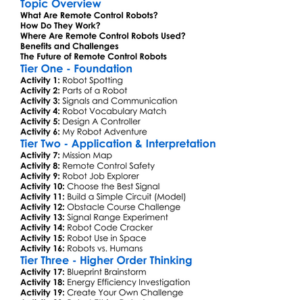 Remote Control Robots Worksheet Activity Booklet