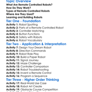 Remote Controlled Robots Worksheet Activity Booklet