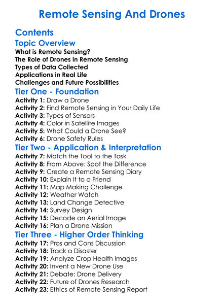 Remote Sensing And Drones Worksheet Activity Booklet