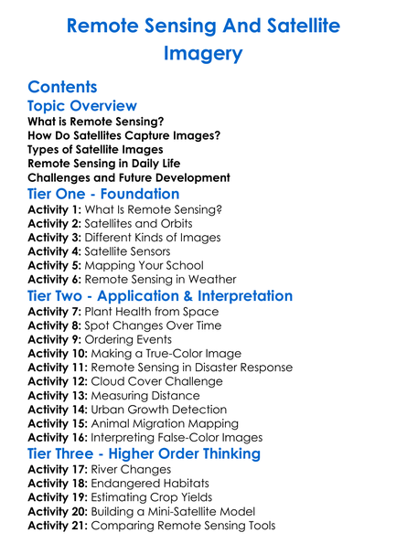 Remote Sensing And Satellite Imagery Worksheet Activity Booklet