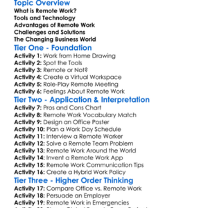 Remote Work In Business Worksheet Activity Booklet