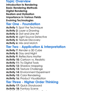 Rendering Techniques Worksheet Activity Booklet