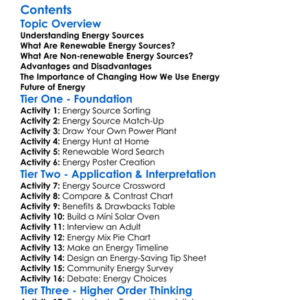 Renewable And Non-Renewable Energy Worksheet Activity Booklet