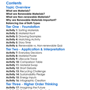 Renewable And Non-Renewable Materials Worksheet Activity Booklet