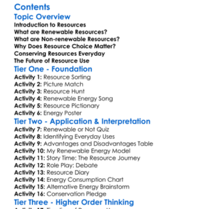 Renewable And Non-Renewable Resources Worksheet Activity Booklet