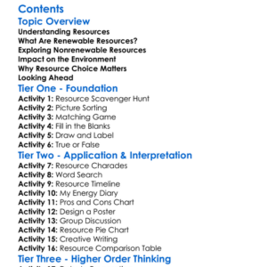 Renewable And Nonrenewable Resources Worksheet Activity Booklet