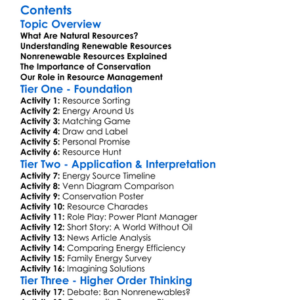Renewable And Nonrenewable Resources Worksheet Activity Booklet