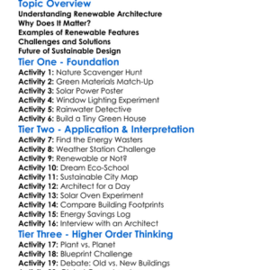 Renewable Architecture Worksheet Activity Booklet