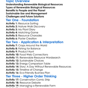 Renewable Biological Resources Worksheet Activity Booklet