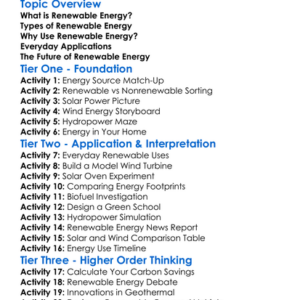 Renewable Energy Applications Worksheet Activity Booklet