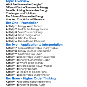 Renewable Energy Solutions Worksheet Activity Booklet