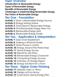Renewable Energy Systems Worksheet Activity Booklet