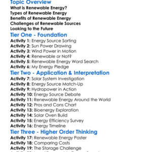 Renewable Energy Worksheet Activity Booklet