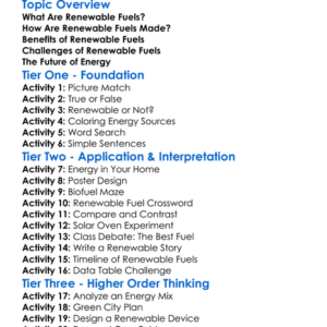Renewable Fuels Worksheet Activity Booklet