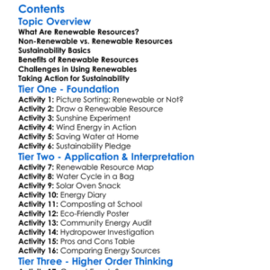 Renewable Resources And Sustainability Worksheet Activity Booklet