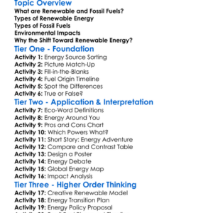 Renewable Vs Fossil Fuels Worksheet Activity Booklet