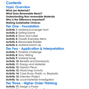 Renewable Vs Non-Renewable Materials Worksheet Activity Booklet
