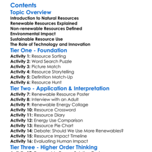 Renewable Vs Non-Renewable Resources Worksheet Activity Booklet