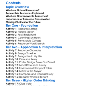 Renewable Vs Nonrenewable Resources Worksheet Activity Booklet
