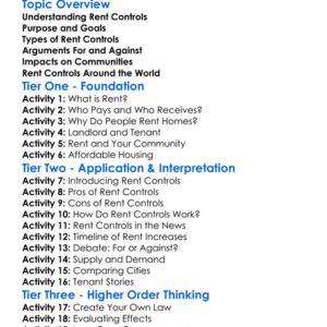 Rent Controls Worksheet Activity Booklet