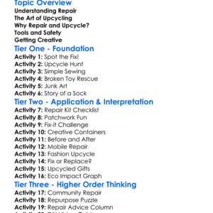 Repair And Upcycling Worksheet Activity Booklet
