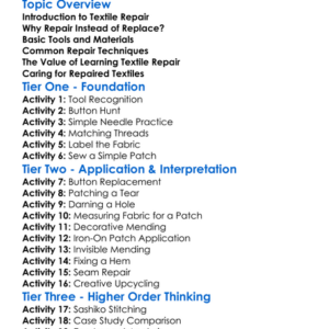 Repairing And Mending Textiles Worksheet Activity Booklet