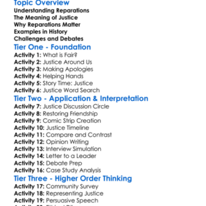 Reparations And Justice Worksheet Activity Booklet