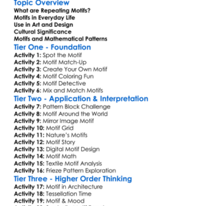 Repeating Motifs Worksheet Activity Booklet