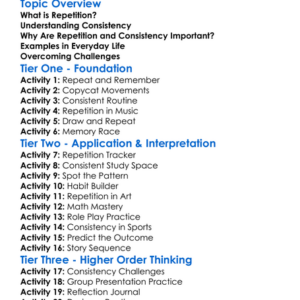 Repetition And Consistency Worksheet Activity Booklet