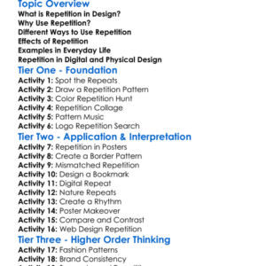 Repetition In Design Worksheet Activity Booklet