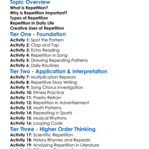 Repetition Worksheet Activity Booklet